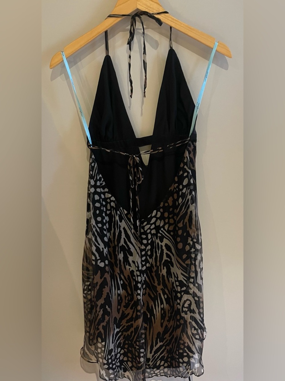 Vintage y2k Marciano silk animal print halter midi dress medium - Picture 2 of 3